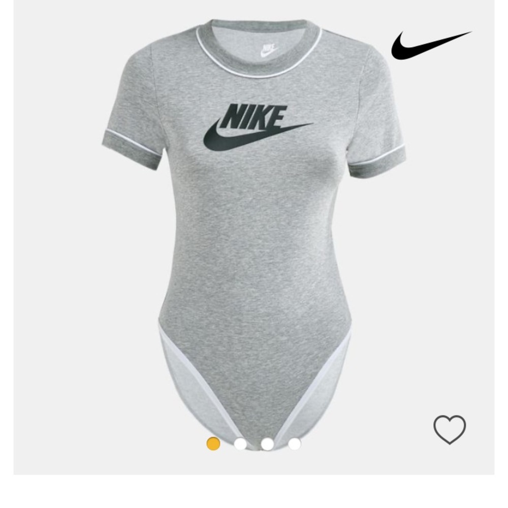 NWT NIKE Heritage Bodysuit Gray w Black Logo Sz S